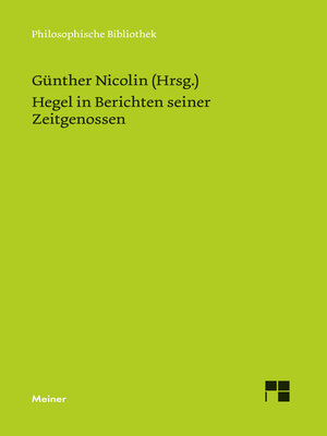cover image of Hegel in Berichten seiner Zeitgenossen